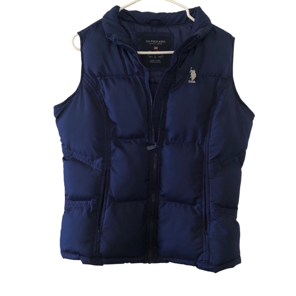 U.S. Polo Assn Blue Puffer Vest Size Large Gorcore Minimalist Thermal Preppy